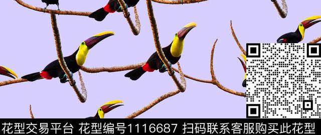 鸟创意坯布数码印花华亿平台下载（图片编号: 1116687） - 瓦栏（Walan）