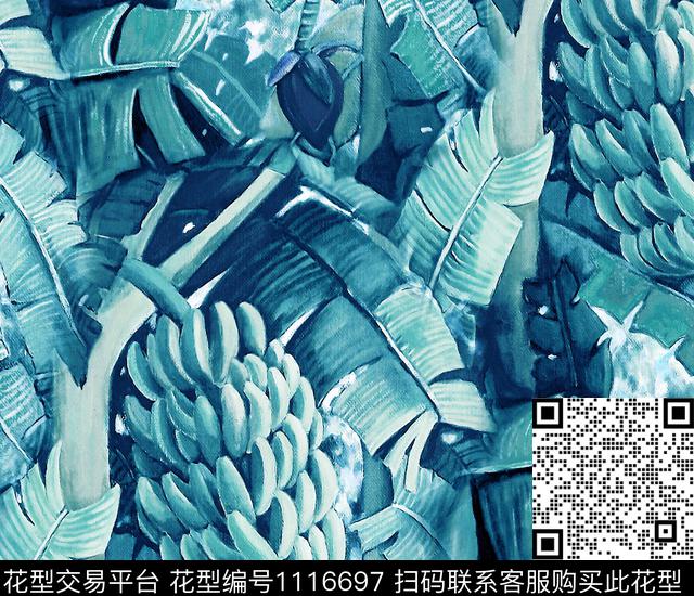 香蕉水果无花果数码印花华亿平台下载（图片编号: 1116697） - 瓦栏（Walan）