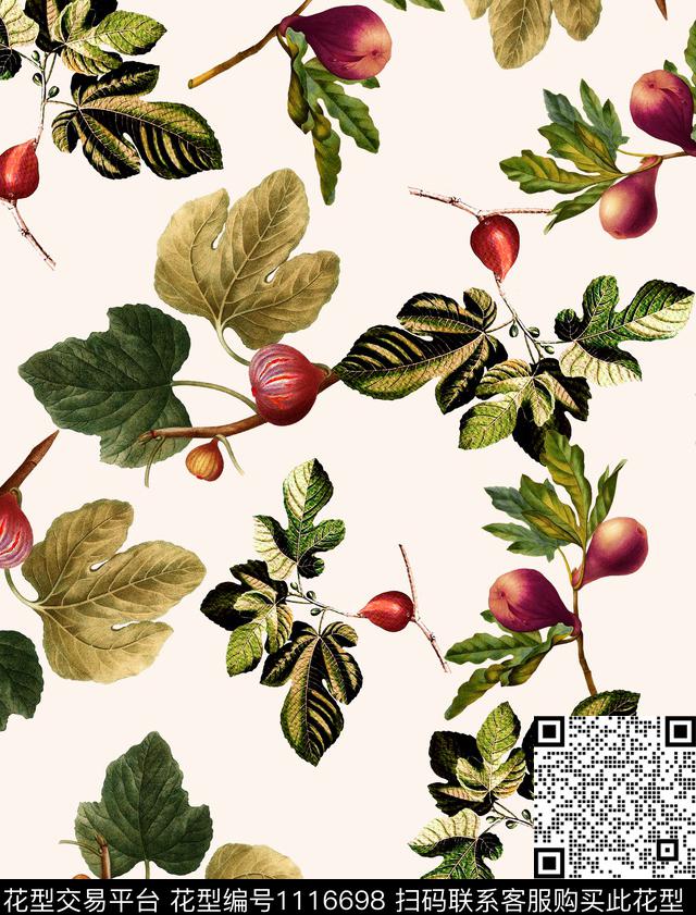 香蕉水果无花果数码印花华亿平台下载（图片编号: 1116698） - 瓦栏（Walan）