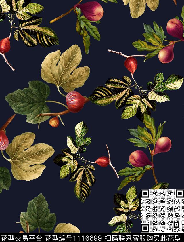 香蕉水果无花果数码印花华亿平台下载（图片编号: 1116699） - 瓦栏（Walan）