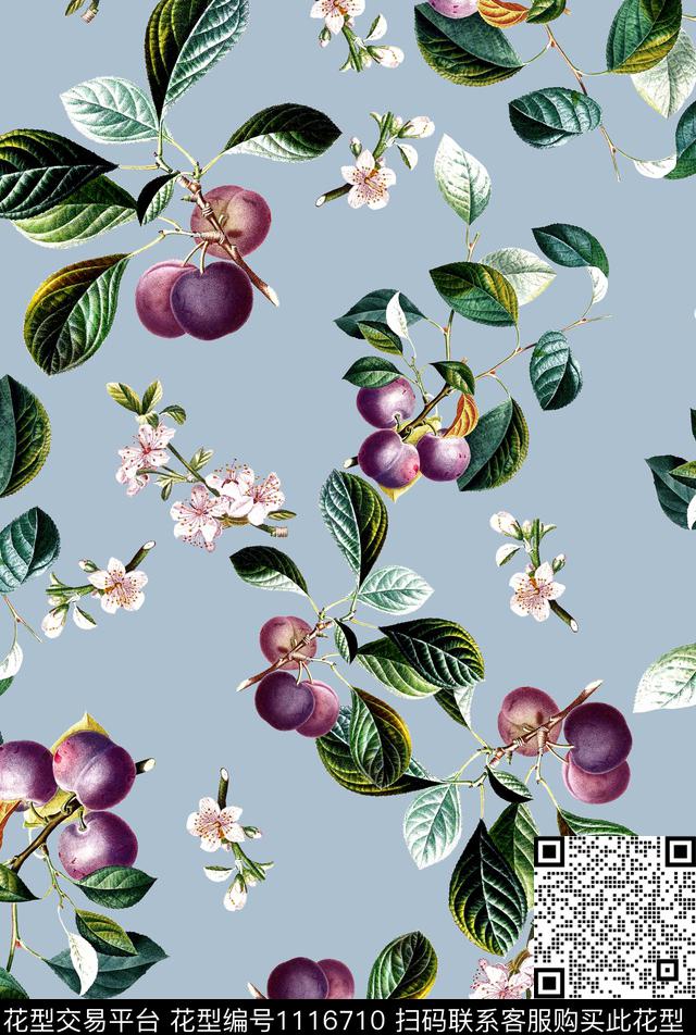 香蕉水果无花果数码印花华亿平台下载（图片编号: 1116710） - 瓦栏（Walan）