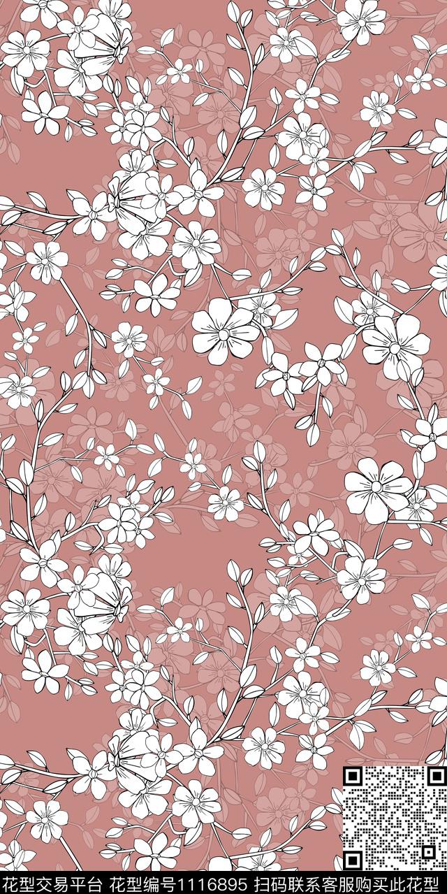 数码华亿平台花卉大牌风数码印花华亿平台下载（图片编号: 1116895） - 瓦栏（Walan）