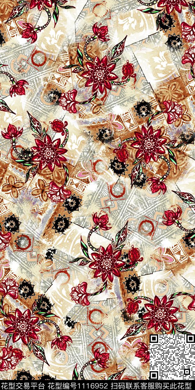 民族风数码华亿平台抽象数码印花华亿平台下载（图片编号: 1116952） - 瓦栏（Walan）