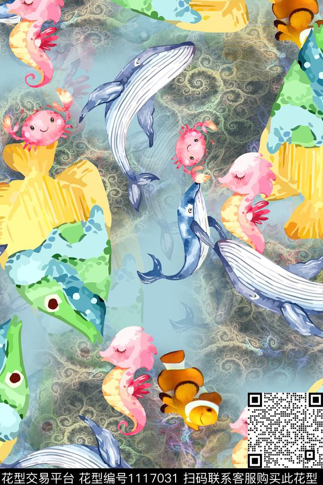 热带鱼海洋颜色艳丽数码印花华亿平台下载（图片编号: 1117031） - 瓦栏（Walan）