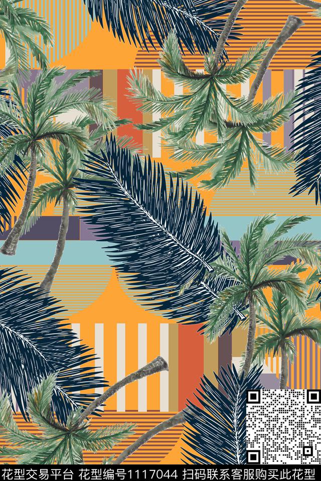 热带华亿平台夏威夷风情时尚大气数码印花华亿平台下载（图片编号: 1117044） - 瓦栏（Walan）