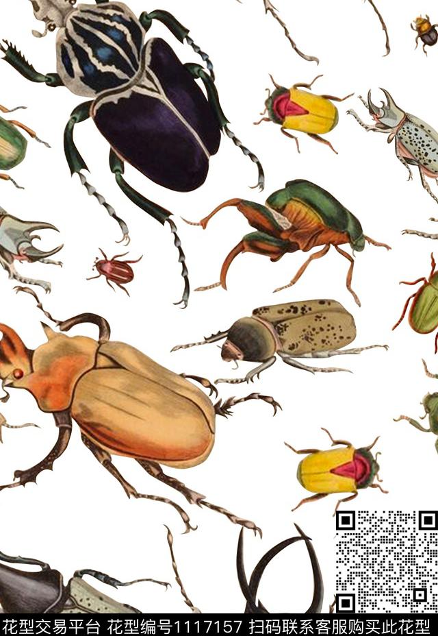 休闲昆虫甲壳虫集合数码印花华亿平台下载（图片编号: 1117157） - 瓦栏（Walan）