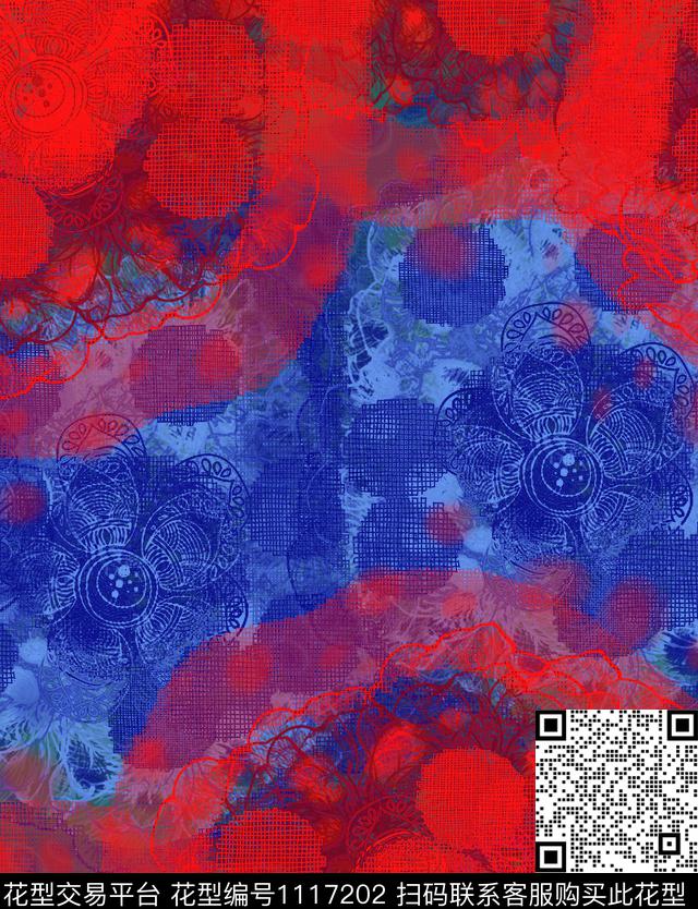 线条混合拼接创意数码印花华亿平台下载（图片编号: 1117202） - 瓦栏（Walan）