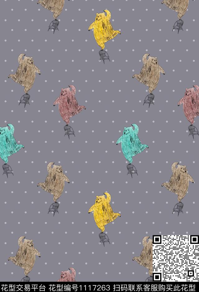 时尚卡通动物可爱数码印花华亿平台下载（图片编号: 1117263） - 瓦栏（Walan）