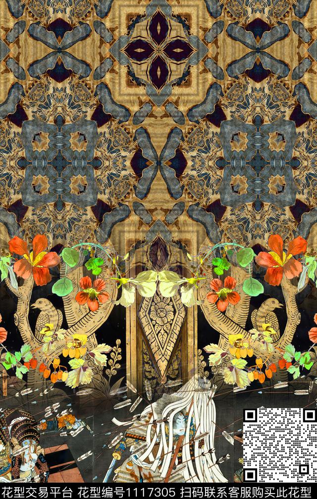 清爽民族风定位花数码印花华亿平台下载（图片编号: 1117305） - 瓦栏（Walan）