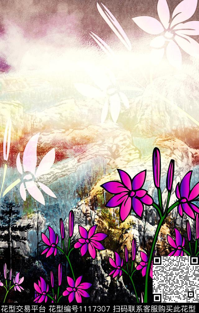 清爽民族风定位花数码印花华亿平台下载（图片编号: 1117307） - 瓦栏（Walan）