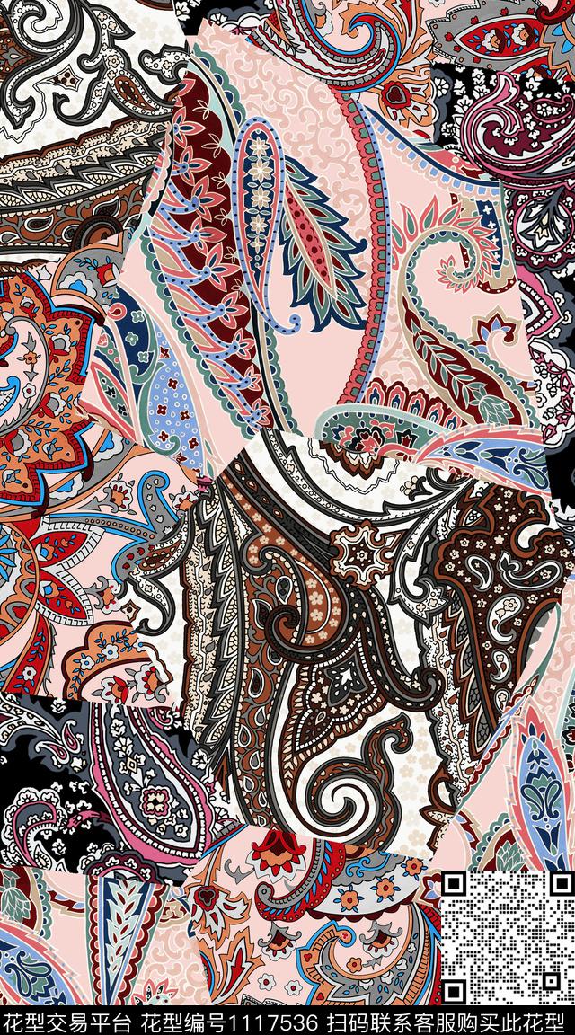 数码华亿平台民族风佩斯利数码印花华亿平台下载（图片编号: 1117536） - 瓦栏（Walan）