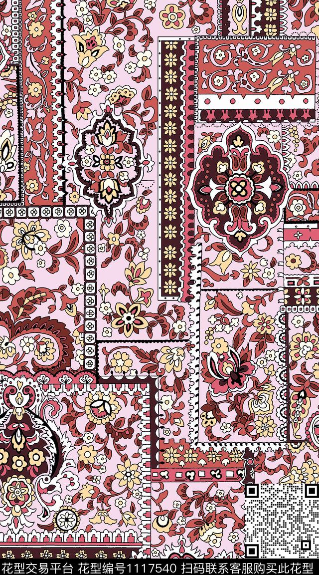 数码华亿平台民族风抽象数码印花华亿平台下载（图片编号: 1117540） - 瓦栏（Walan）