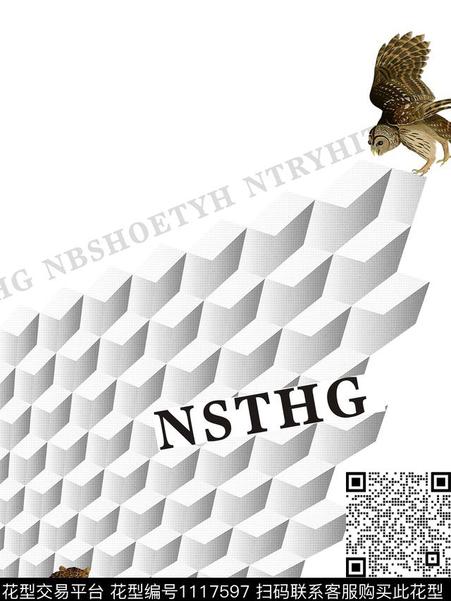 创意几何动物数码印花华亿平台下载（图片编号: 1117597） - 瓦栏（Walan）