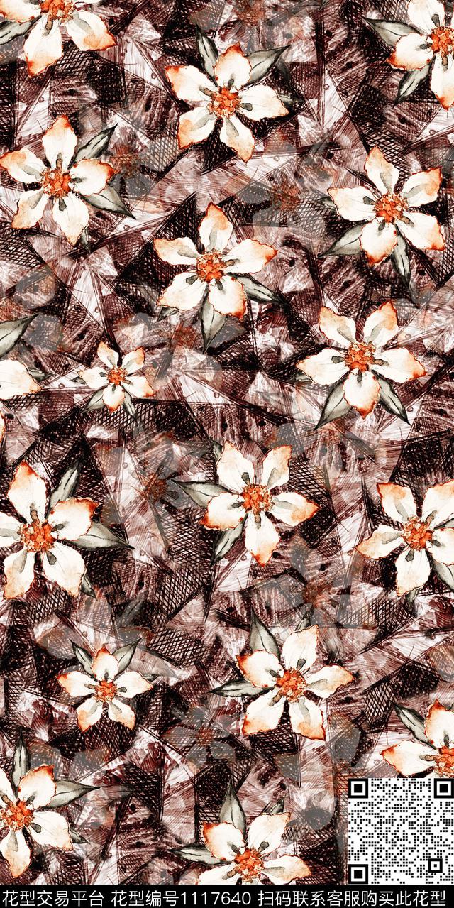 数码华亿平台民族风抽象数码印花华亿平台下载（图片编号: 1117640） - 瓦栏（Walan）