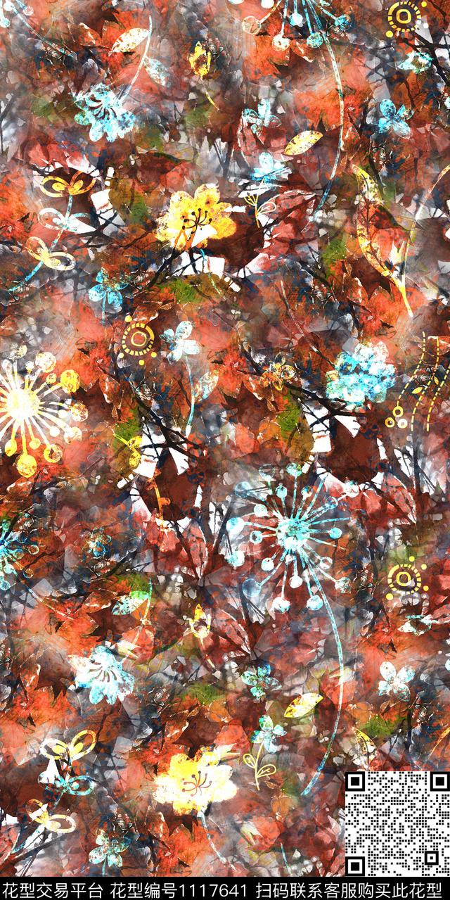 数码华亿平台民族风抽象数码印花华亿平台下载（图片编号: 1117641） - 瓦栏（Walan）