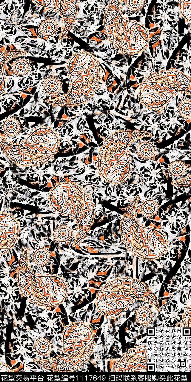 数码华亿平台民族风抽象数码印花华亿平台下载（图片编号: 1117649） - 瓦栏（Walan）