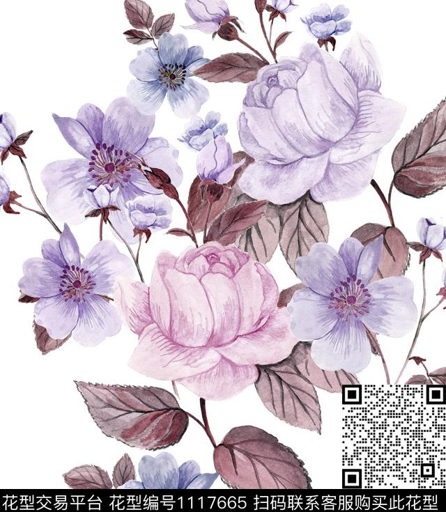 数码华亿平台花卉大牌风数码印花华亿平台下载（图片编号: 1117665） - 瓦栏（Walan）