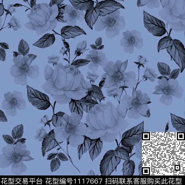 数码华亿平台花卉大牌风数码印花华亿平台下载（图片编号: 1117667） - 瓦栏（Walan）