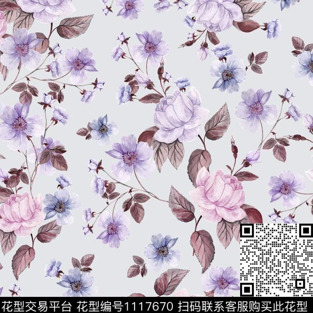 数码华亿平台花卉大牌风数码印花华亿平台下载（图片编号: 1117670） - 瓦栏（Walan）