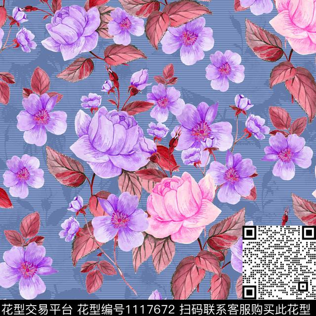 数码华亿平台花卉大牌风数码印花华亿平台下载（图片编号: 1117672） - 瓦栏（Walan）