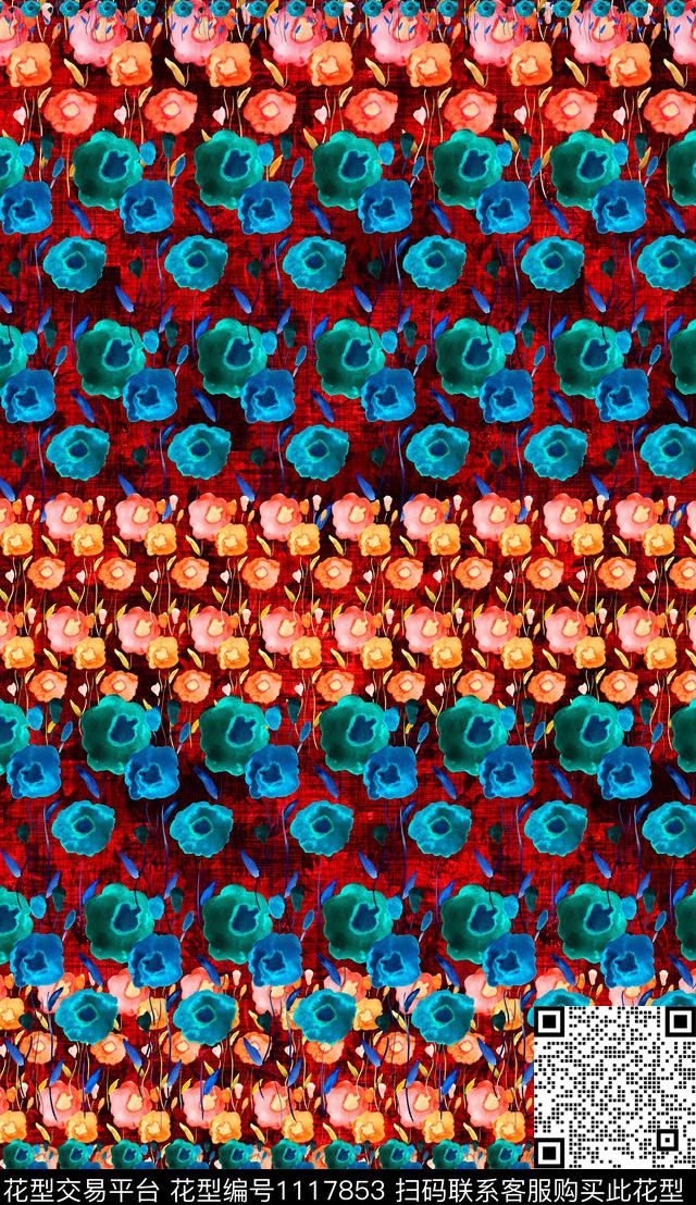 民族风混合拼接几何数码印花华亿平台下载（图片编号: 1117853） - 瓦栏（Walan）