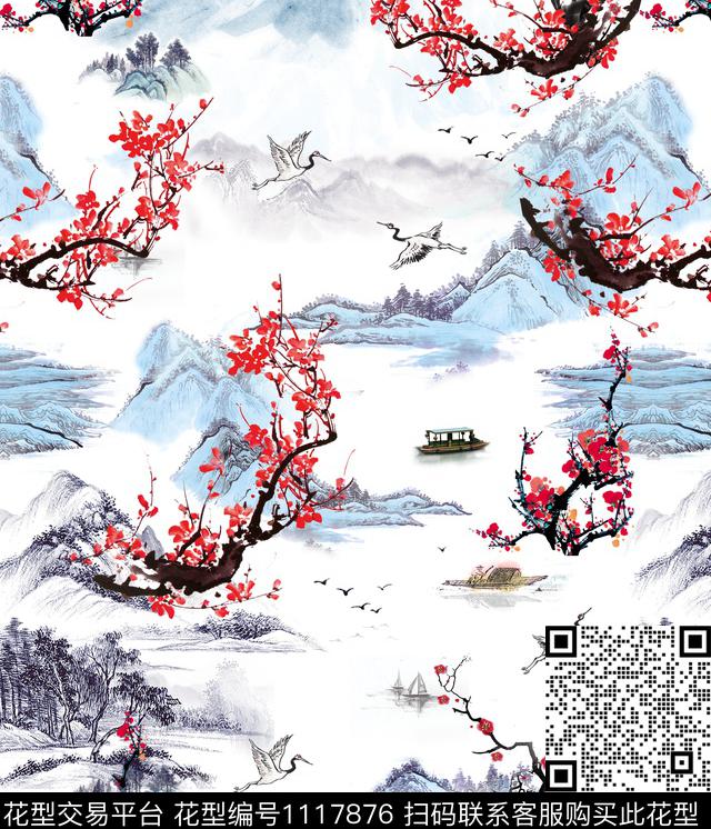 国画动物中国风数码印花华亿平台下载（图片编号: 1117876） - 瓦栏（Walan）