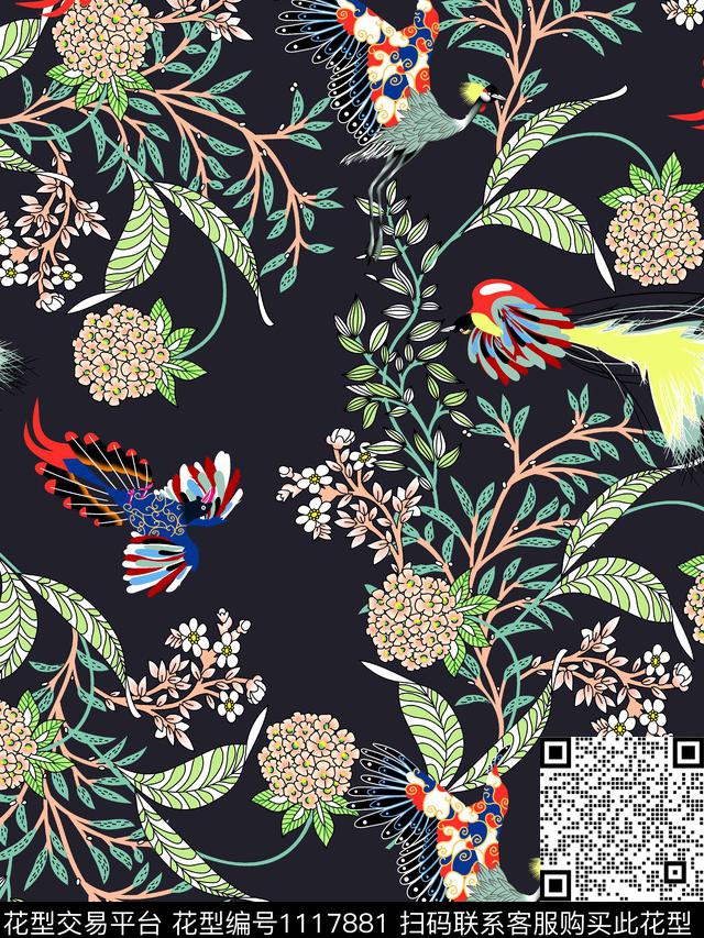 抽象大牌风动物传统印花华亿平台下载（图片编号: 1117881） - 瓦栏（Walan）