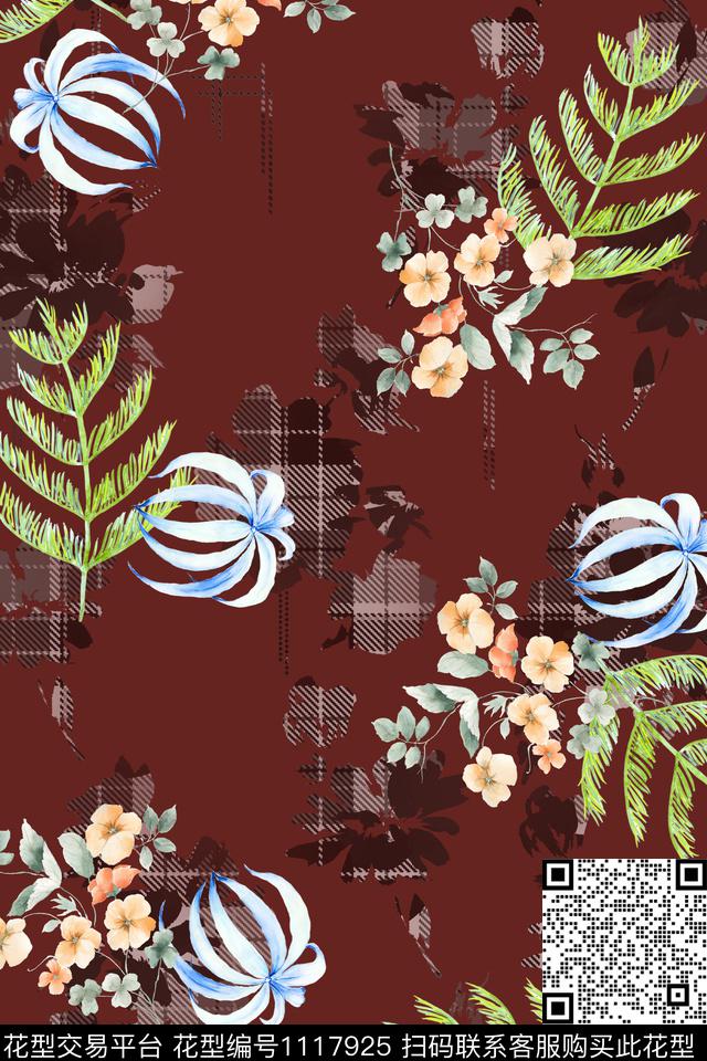 水彩花卉彩底花卉大牌风数码印花华亿平台下载（图片编号: 1117925） - 瓦栏（Walan）