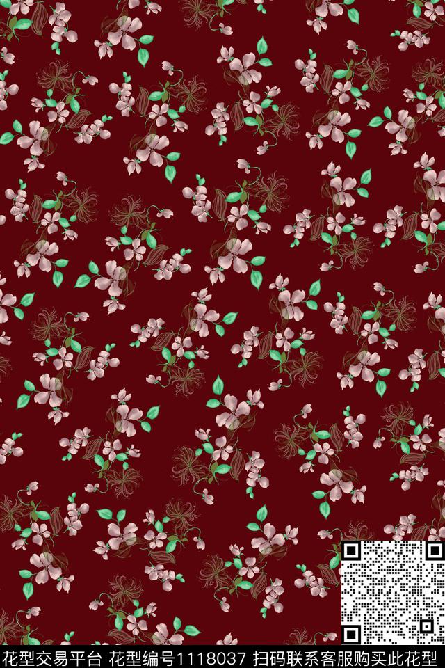 数码华亿平台民族风黑底花卉数码印花华亿平台下载（图片编号: 1118037） - 瓦栏（Walan）