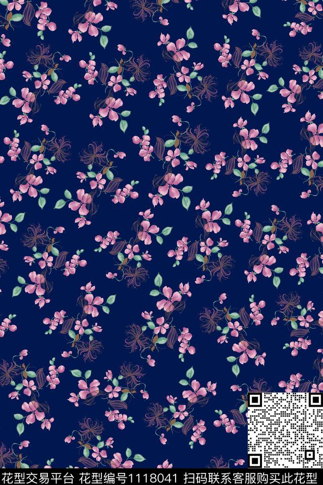 数码华亿平台民族风黑底花卉数码印花华亿平台下载（图片编号: 1118041） - 瓦栏（Walan）