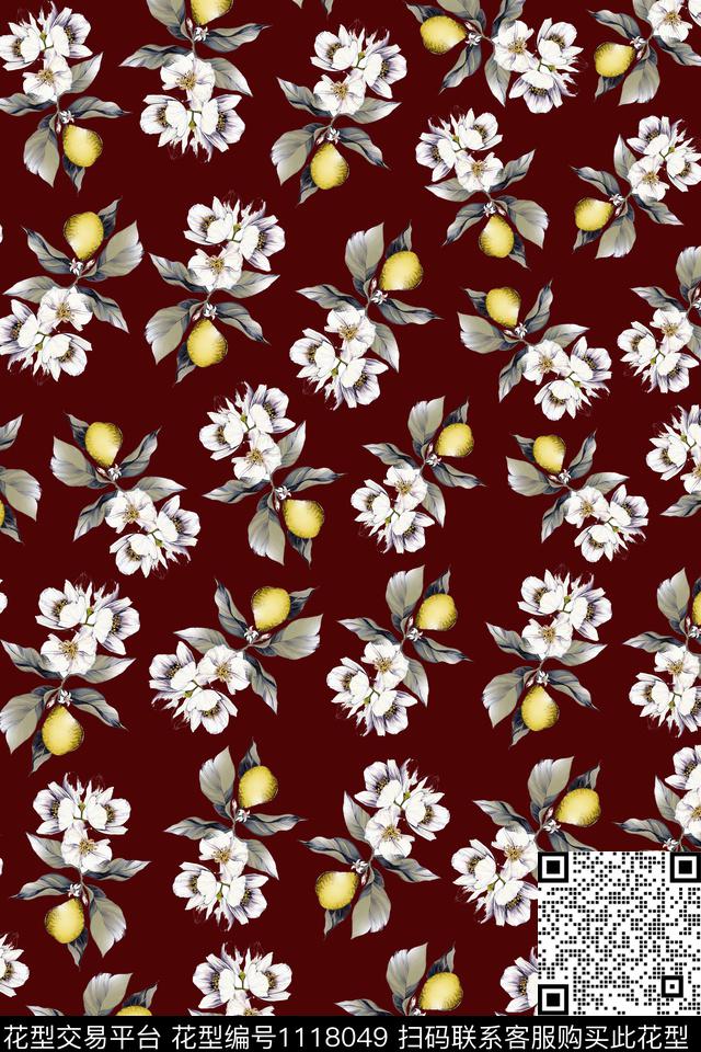 数码华亿平台民族风黑底花卉数码印花华亿平台下载（图片编号: 1118049） - 瓦栏（Walan）
