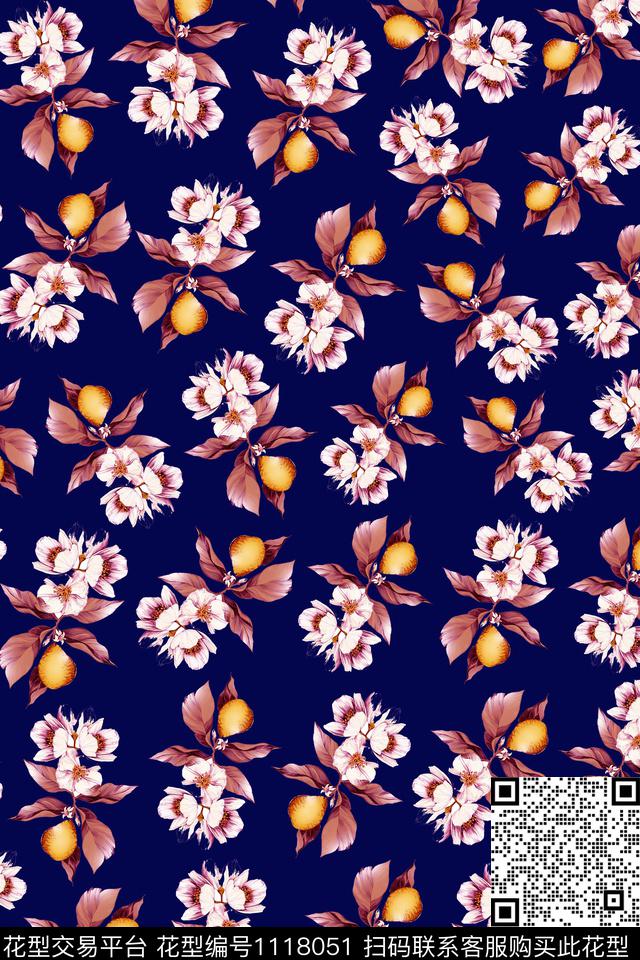 数码华亿平台民族风黑底花卉数码印花华亿平台下载（图片编号: 1118051） - 瓦栏（Walan）