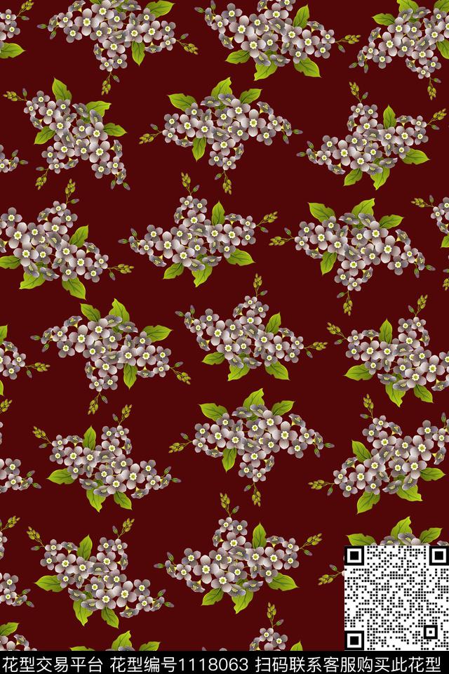 数码华亿平台民族风黑底花卉数码印花华亿平台下载（图片编号: 1118063） - 瓦栏（Walan）