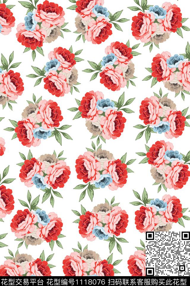 数码华亿平台民族风黑底花卉数码印花华亿平台下载（图片编号: 1118076） - 瓦栏（Walan）