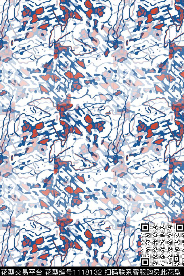 几何精致几何抽象数码印花华亿平台下载（图片编号: 1118132） - 瓦栏（Walan）