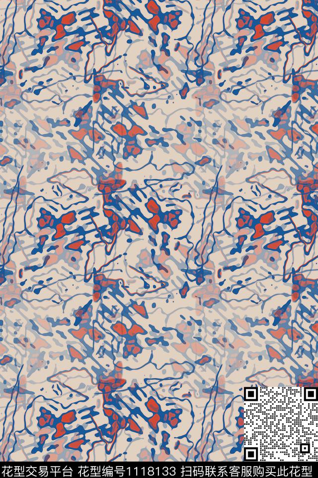 几何精致几何抽象数码印花华亿平台下载（图片编号: 1118133） - 瓦栏（Walan）