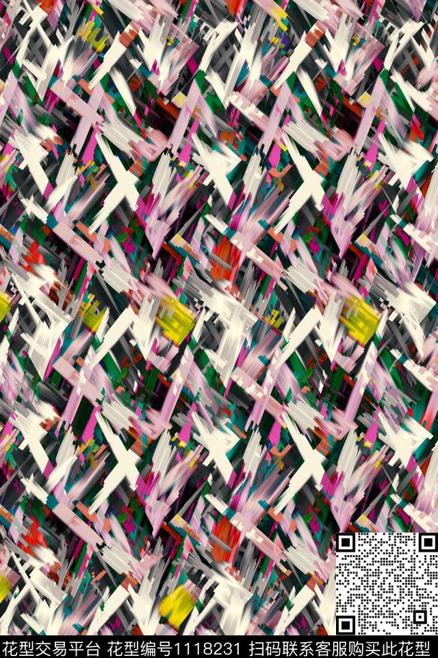 数码华亿平台笔触肌理数码印花华亿平台下载（图片编号: 1118231） - 瓦栏（Walan）
