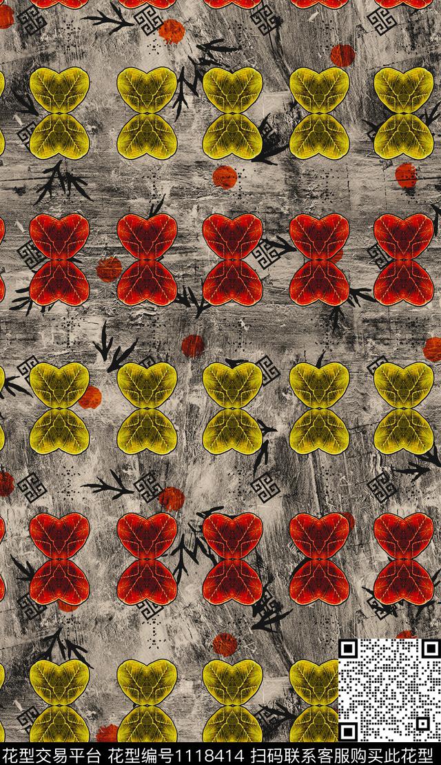 民族风手绘花卉数码印花华亿平台下载（图片编号: 1118414） - 瓦栏（Walan）