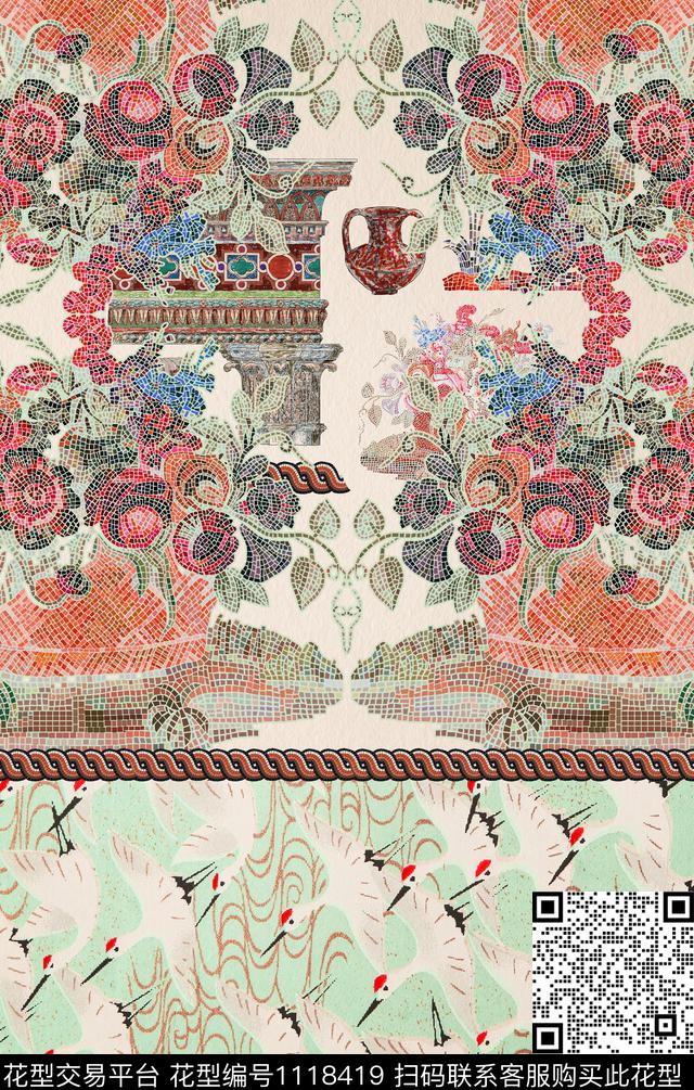 民族风纹理花纹数码印花华亿平台下载（图片编号: 1118419） - 瓦栏（Walan）
