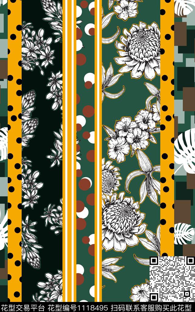 女装花卉几何花卉数码印花华亿平台下载（图片编号: 1118495） - 瓦栏（Walan）
