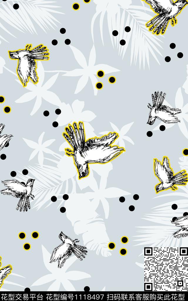 女装动物花卉数码印花华亿平台下载（图片编号: 1118497） - 瓦栏（Walan）