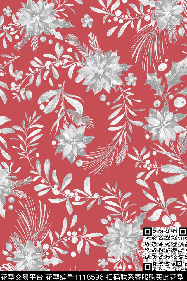 数码华亿平台水彩花卉波点数码印花华亿平台下载（图片编号: 1118596） - 瓦栏（Walan）