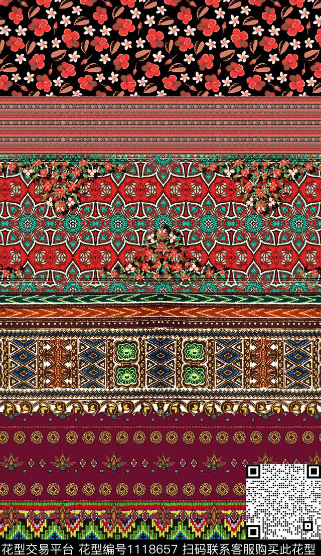 民族风定位花花纹数码印花华亿平台下载（图片编号: 1118657） - 瓦栏（Walan）