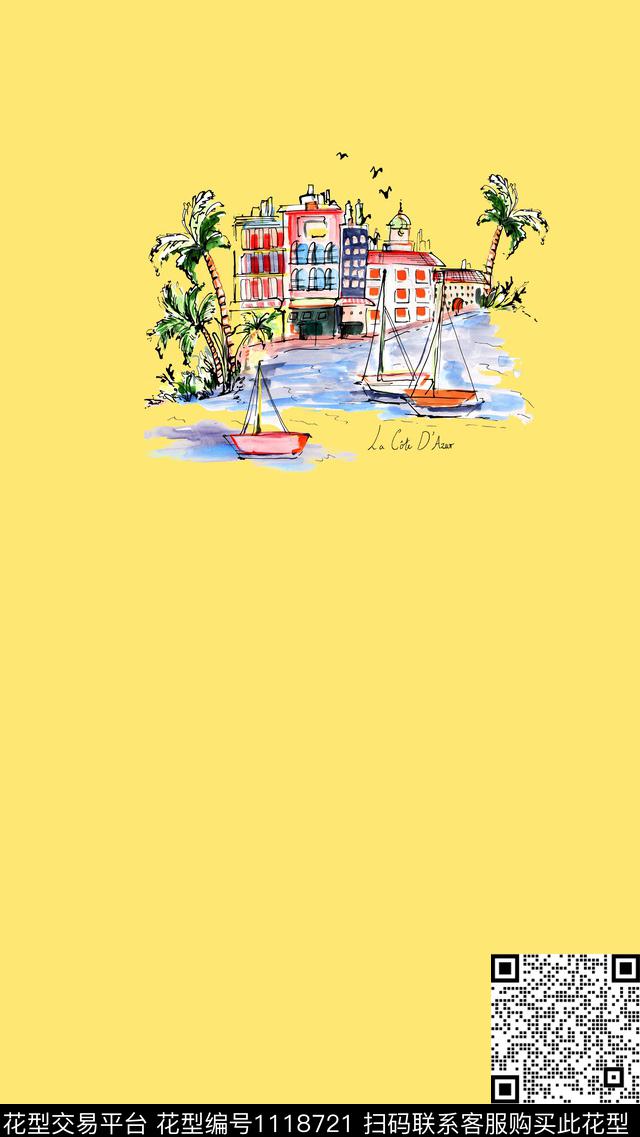 水彩手绘大牌风数码印花华亿平台下载（图片编号: 1118721） - 瓦栏（Walan）