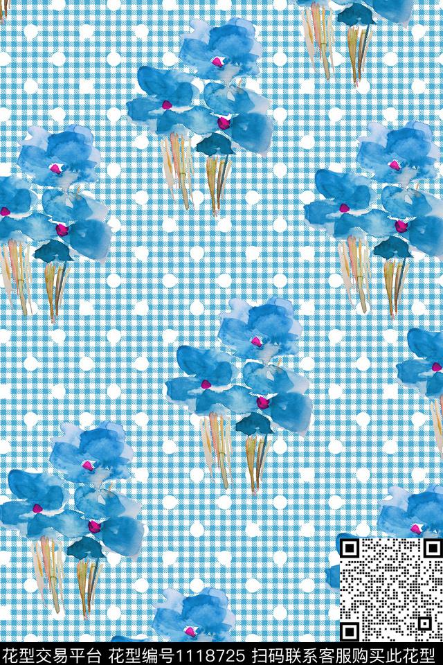 数码华亿平台手绘格子数码印花华亿平台下载（图片编号: 1118725） - 瓦栏（Walan）