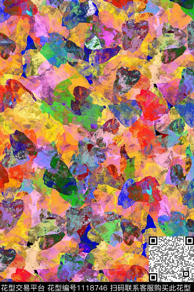 炫彩笔触肌理数码印花华亿平台下载（图片编号: 1118746） - 瓦栏（Walan）