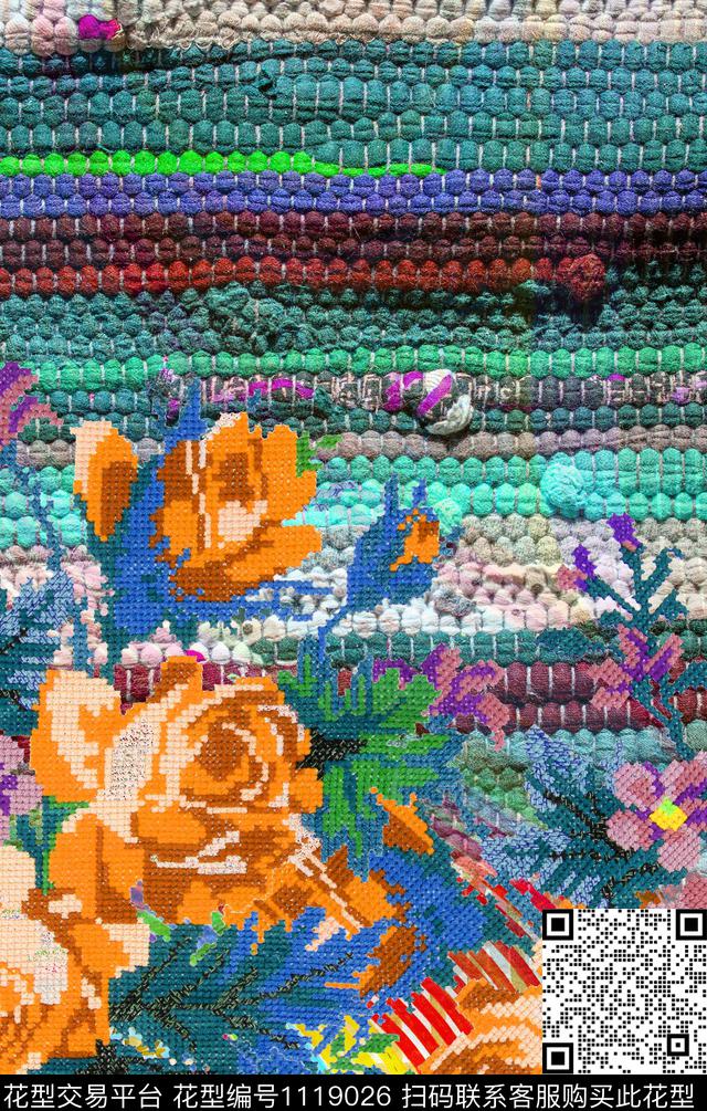 数码华亿平台花卉大牌风数码印花华亿平台下载（图片编号: 1119026） - 瓦栏（Walan）