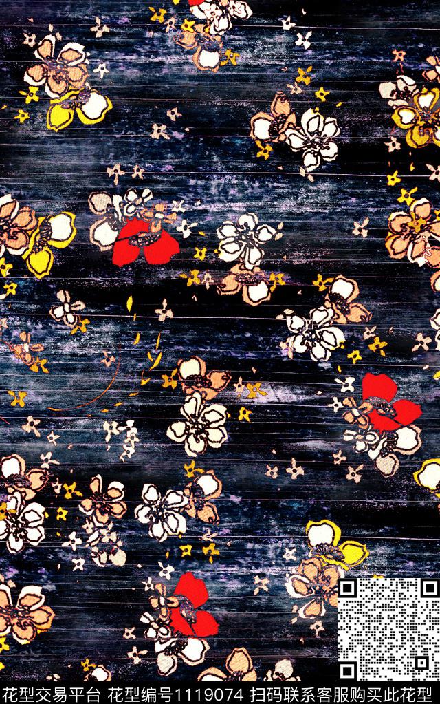 花卉肌理水彩数码印花华亿平台下载（图片编号: 1119074） - 瓦栏（Walan）