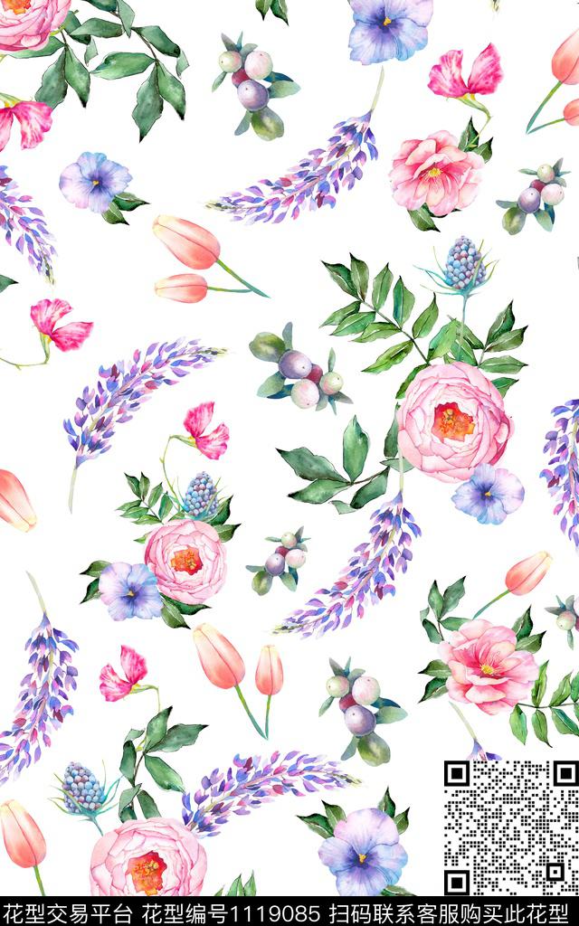 数码华亿平台花卉小碎花数码印花华亿平台下载（图片编号: 1119085） - 瓦栏（Walan）