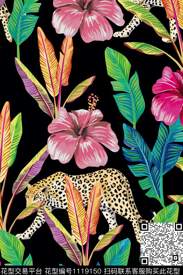 休闲热带华亿平台香蕉叶子数码印花华亿平台下载（图片编号: 1119150） - 瓦栏（Walan）